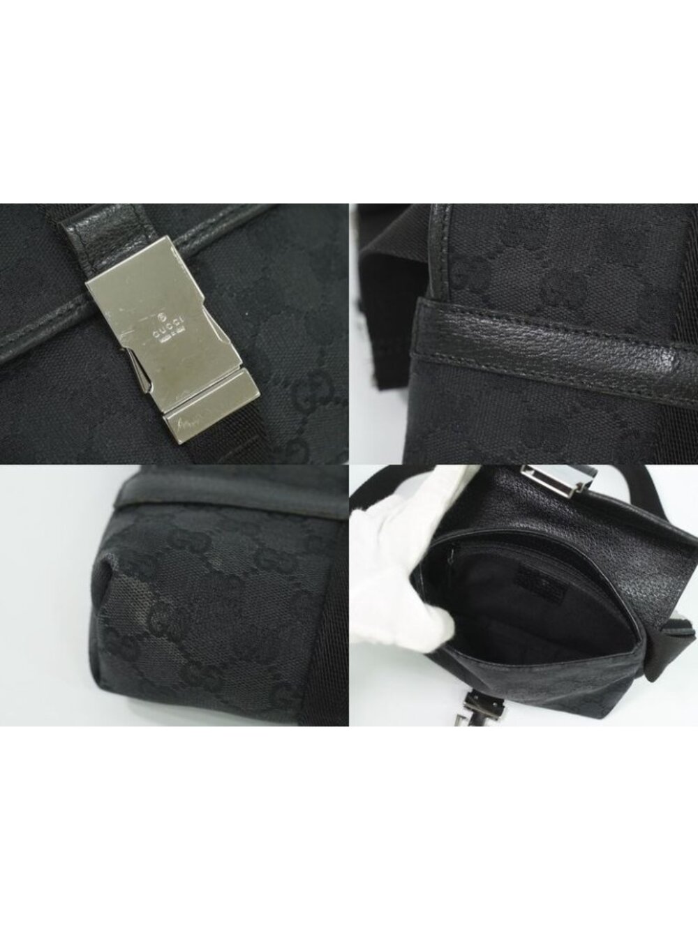 Gucci GG Canvas Waist Pouch Belt Bag Body Black - Picture 8 of 9